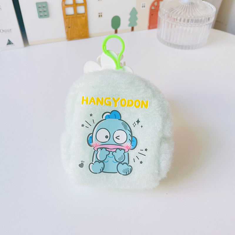 【W-0009】Japanese Cute Girl Heart Plush Pocket Wallet Portable Small Bag PC Dog Earbuds Coin Small Wallet