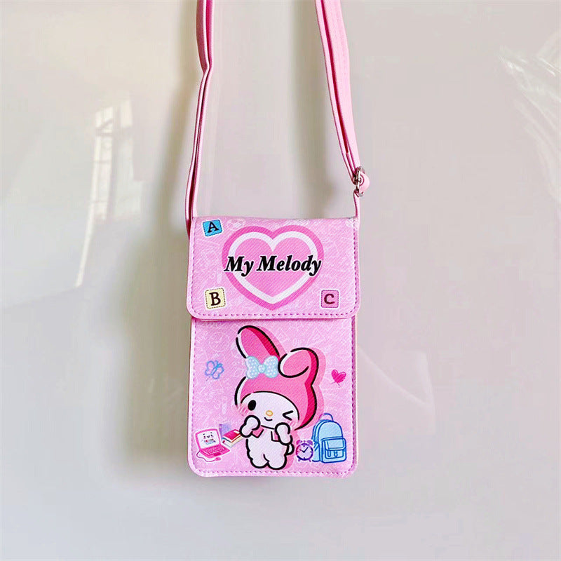 Japanese cute girl heart mobile phone bag portable outing kulomi mobile phone change key storage bag shoulder backpack