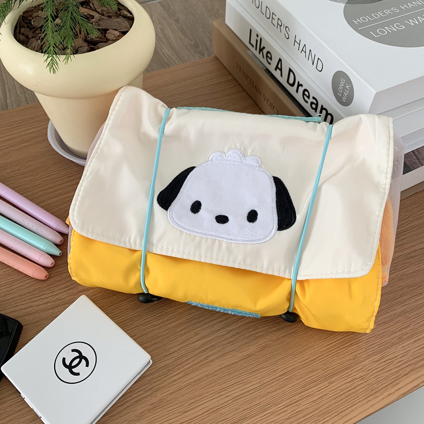 Pacha Dog Strap Makeup Bag Foldable Cute Student Portable Large Capacity Multifunctional Pen Bag Travel Storage Bag