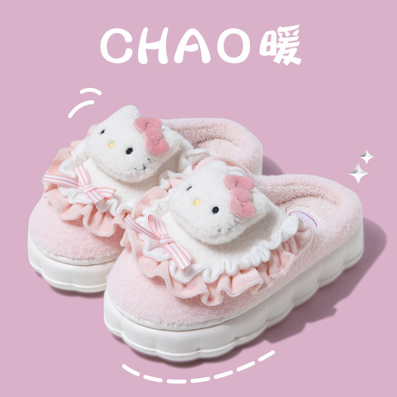 Kuromi Cotton Slippers Women's Winter Indoor Home Authentic IP Co branded Cartoon Cute Sanrio Slippers Wholesale