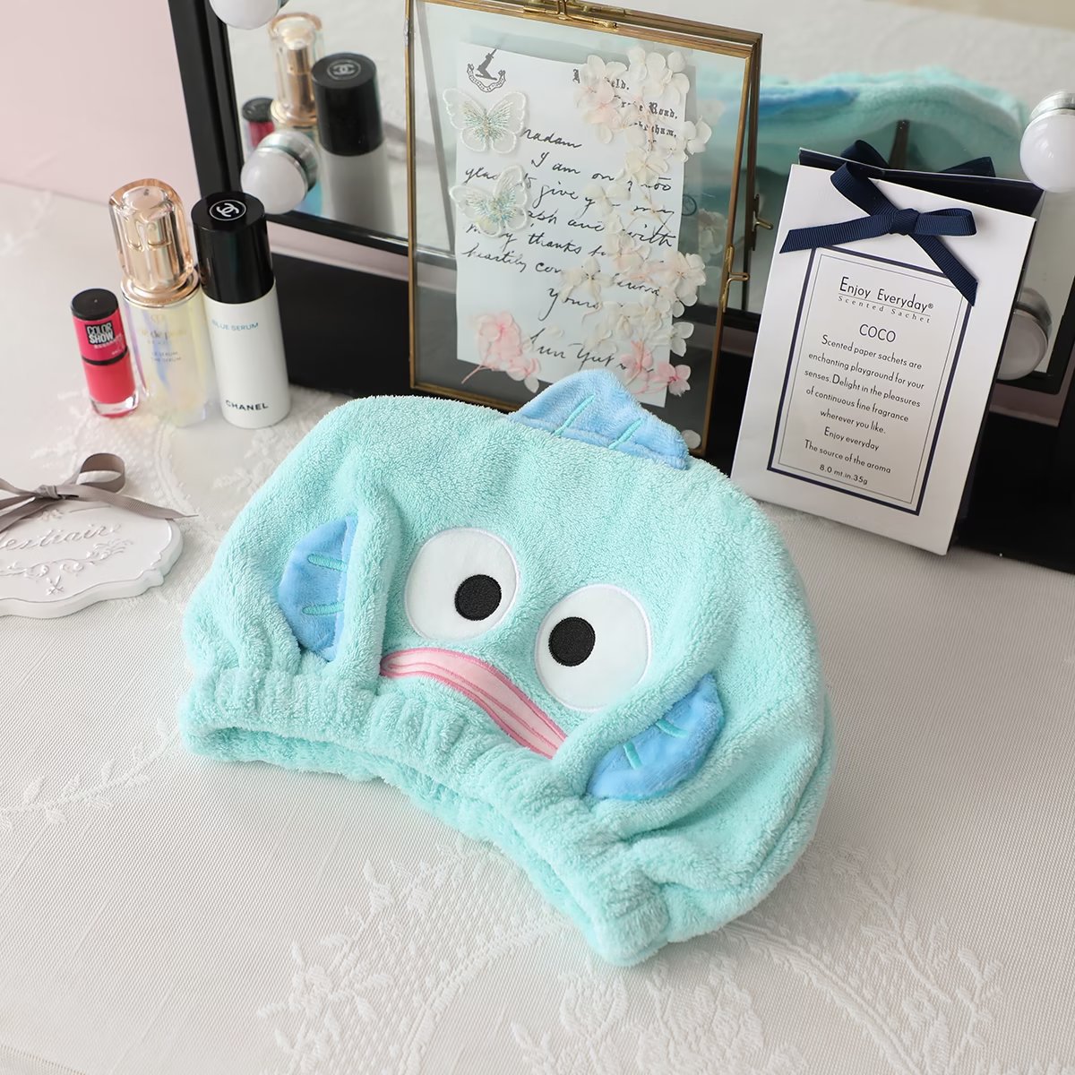 Cartoon cute little devil ugly fish Melody Ditti plush dry hair cap absorbent shower cap shampoo quick dry cap dry hair towel