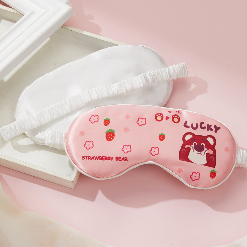 Double-sided silk eye mask lunch break shading cartoon cute strap travel eye protection breathable to relieve fatigue.