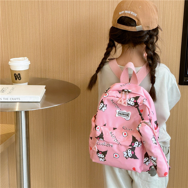 Cartoon printed backpack for kindergarten babies 2023 New cute girl graffiti minimalist backpack trend