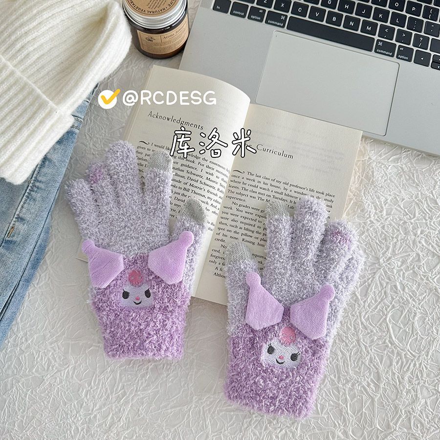 famous products with adult five-finger gloves cute wool warm Sanrio Kulomi Pochacco