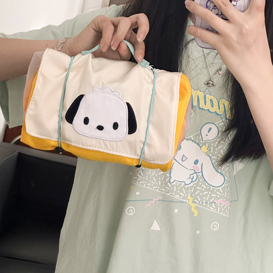 Pacha Dog Strap Makeup Bag Foldable Cute Student Portable Large Capacity Multifunctional Pen Bag Travel Storage Bag