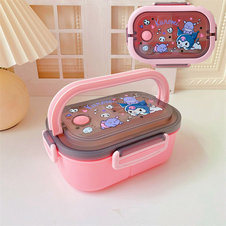 【BT-0002】Japanese cute girly heart double-layer kulomi handheld lunch box, bento box, portable divider, sealed fresh-keeping box, lunch box