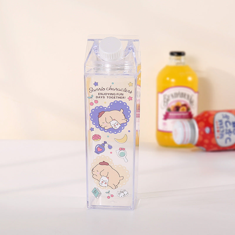 Japanese Kuromi Square Creative Milk Box Beverage Juice Split Bottle Large Capacity Iced Beverage Cup Water Cup