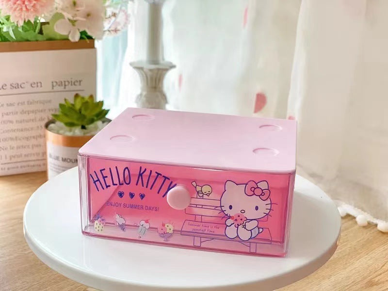 Cute girl heart desktop jewelry box mini drawer box cartoon storage box drawer sorting box