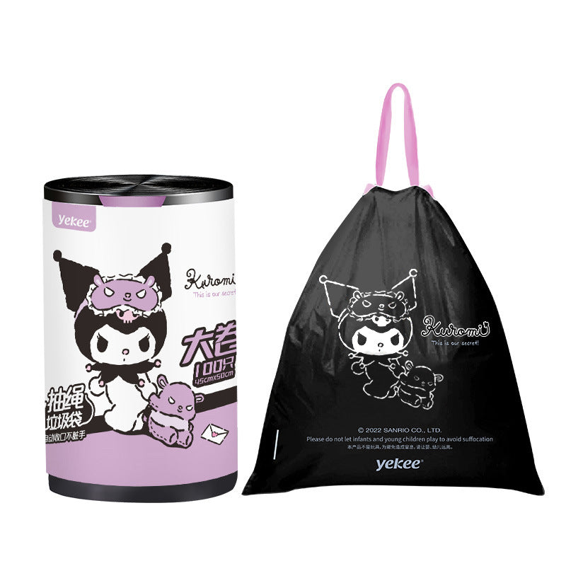 【KT-0011】Sanrio garbage bag household portable 100 large cartoon thick drawstring garbage bag Tik Tok with the same paragraph