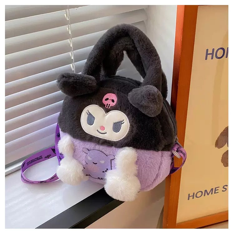 【B-0053】New cartoon Sanrio plush bag ins Joker Kuromi doll bag cute doll hand bag