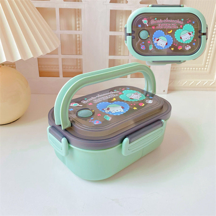 【BT-0002】Japanese cute girly heart double-layer kulomi handheld lunch box, bento box, portable divider, sealed fresh-keeping box, lunch box