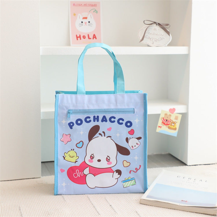 【B-0047】Cartoon cute girl heart ugly fish student tutorial bag portable study bag class textbook bag stationery handbag