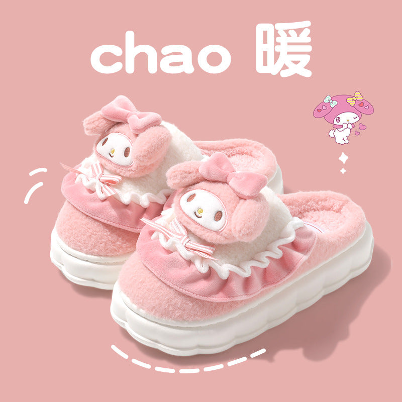 Kuromi Cotton Slippers Women's Winter Indoor Home Authentic IP Co branded Cartoon Cute Sanrio Slippers Wholesale