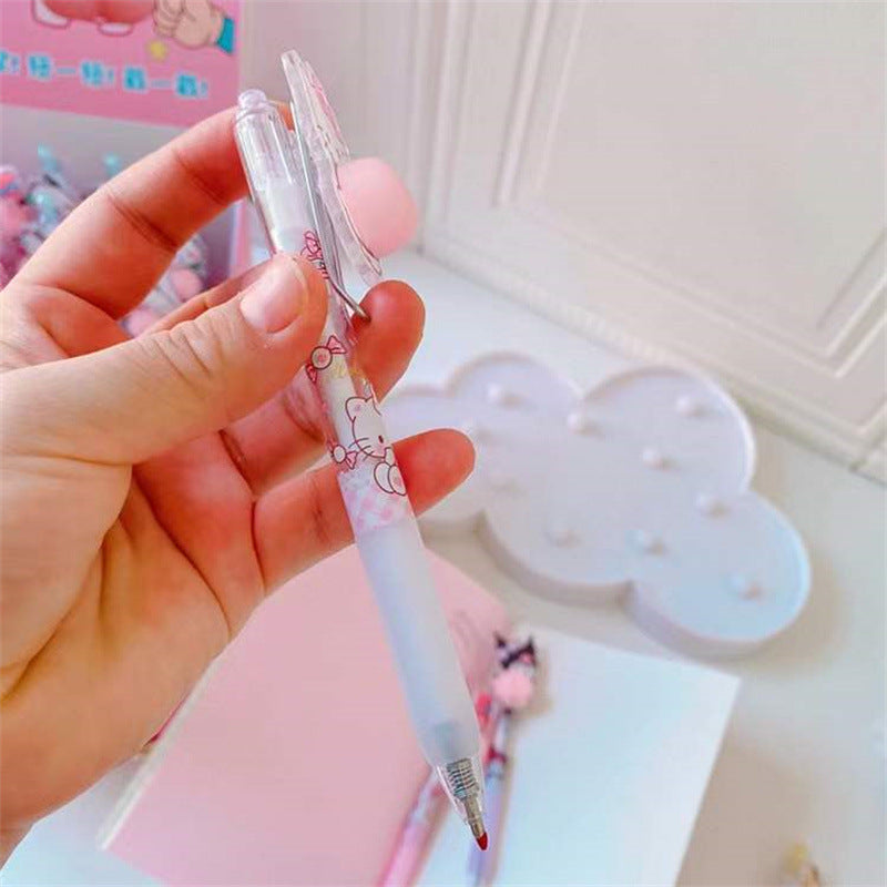 【P-0007】Cute Cartoon Collection Press Decompression Pen Kuromi Pinch Music Student Decompression Neutral Pen Office Signature Pen