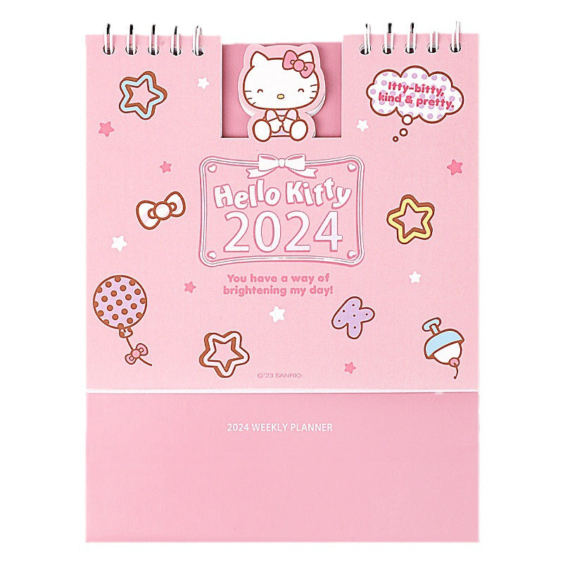 2024 concave-convex desk calendar Sanrio authorized cartoon coil week plan calendar desktop punching ornaments