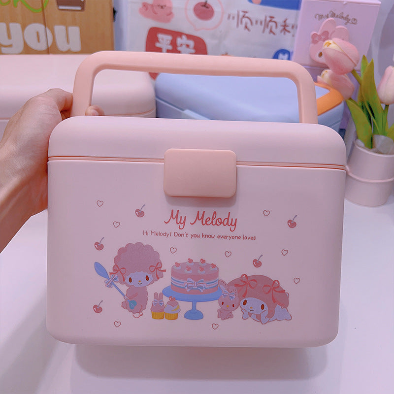 Cartoon medicine box, household multi-layer portable storage box, Yugui Gou Melody, household classification small medicine box