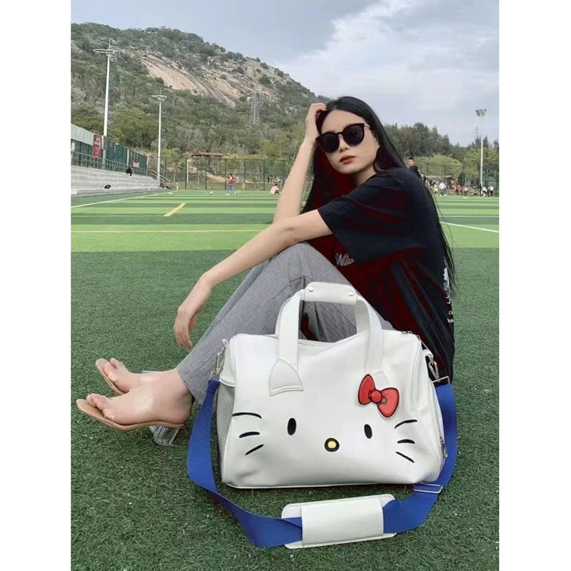 【B-0036】HelloKitty cartoon cute big bag one-shoulder bow Hello Kitty portable fitness bag slung bag.