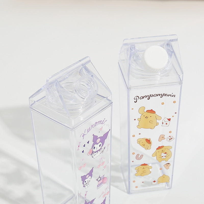 Japanese Kuromi Square Creative Milk Box Beverage Juice Split Bottle Large Capacity Iced Beverage Cup Water Cup