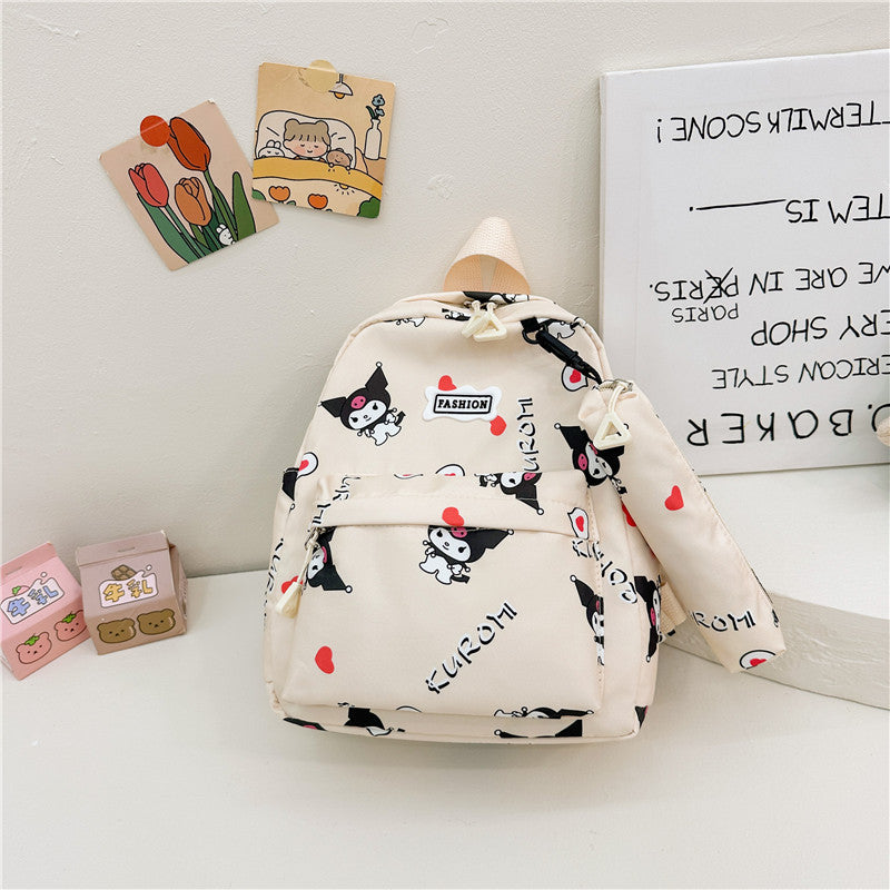 Cartoon printed backpack for kindergarten babies 2023 New cute girl graffiti minimalist backpack trend