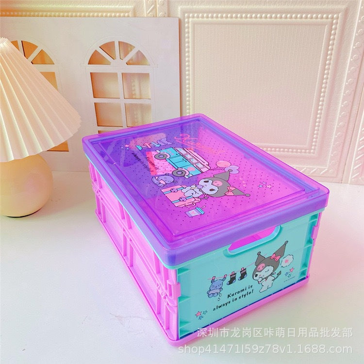 PC dog large-capacity storage box portable plastic folding storage box desktop dust-proof sundries box with cover