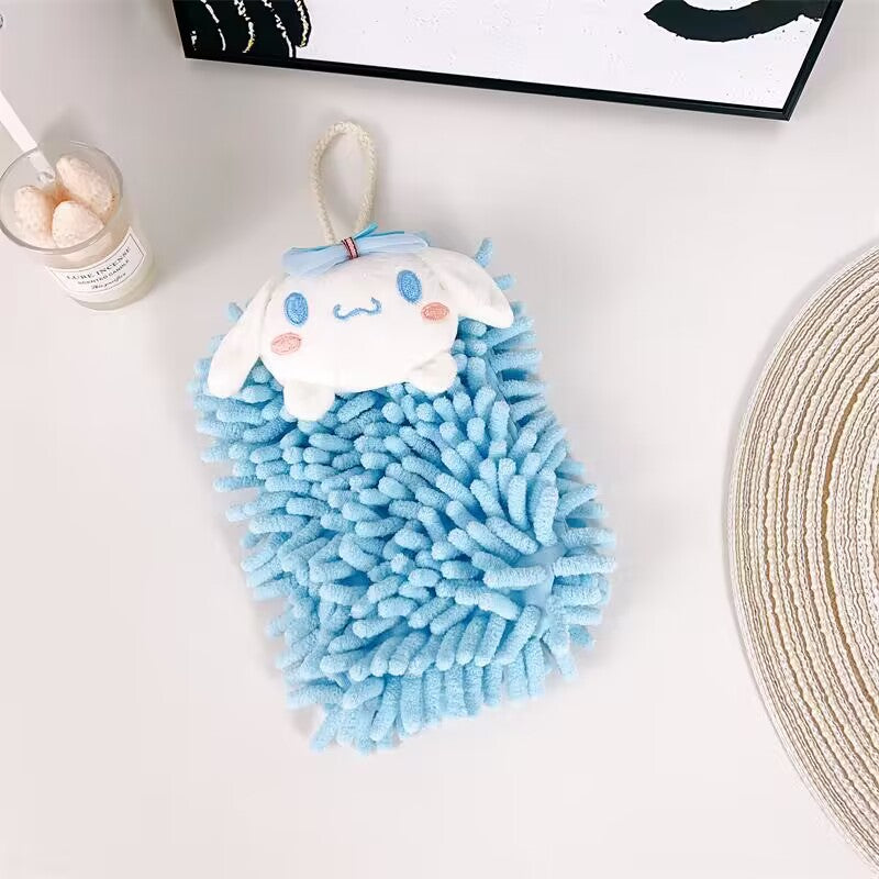 Cartoon chenille hand towel hanging anti-odor absorbent non-shedding hand cloth children's towel kitchen hand washing household