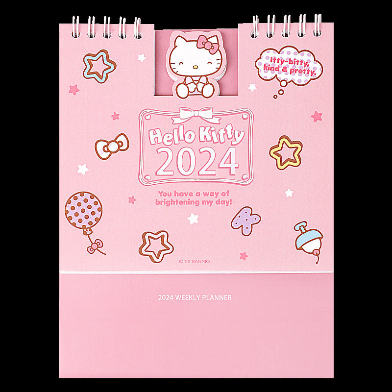 2024 concave-convex desk calendar Sanrio authorized cartoon coil week plan calendar desktop punching ornaments