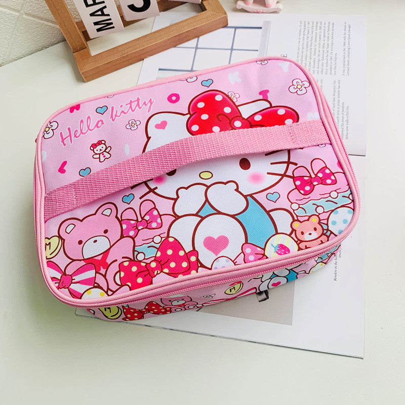 Japanese cute cartoon l student lunch box bag Large size lunch box insulation bag Corner biological large capacity storage bag