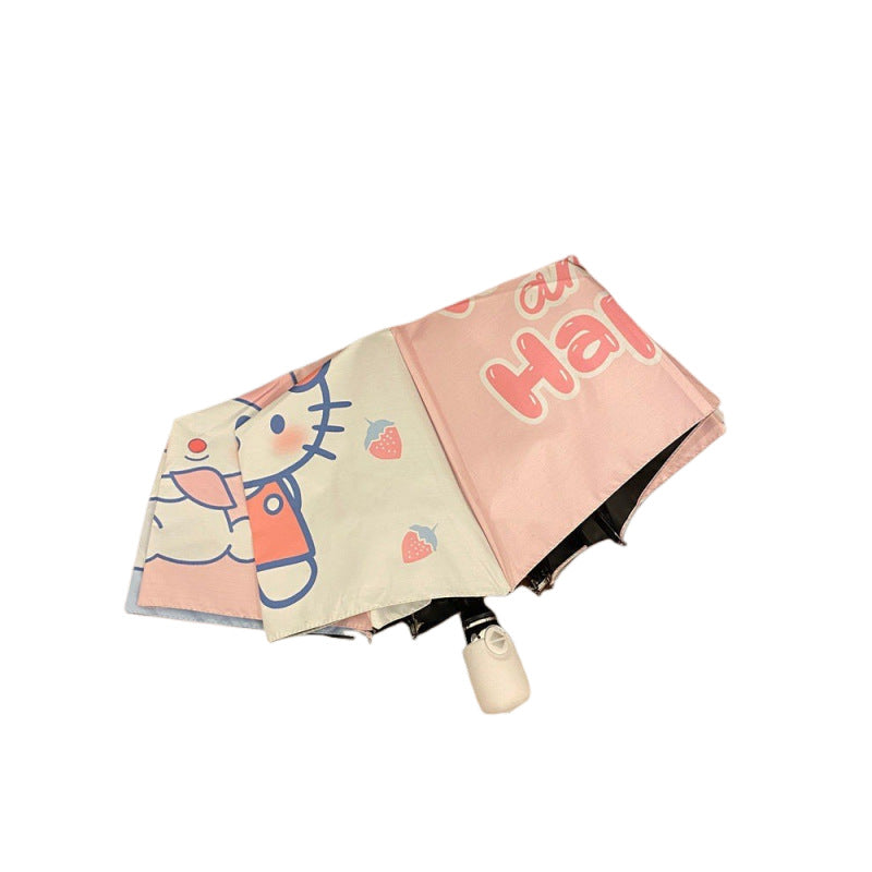 【DU-0041】Japanese kulomi sunshade umbrella transparent ins female cute sanrio sunny rain kt cat sun umbrella UV protection