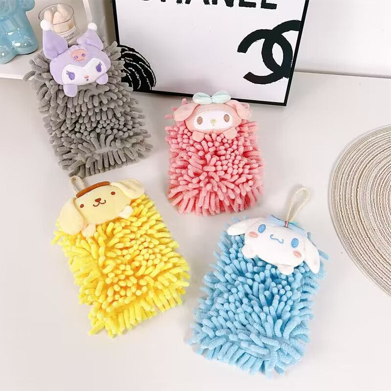 Cartoon chenille hand towel hanging anti-odor absorbent non-shedding hand cloth children's towel kitchen hand washing household