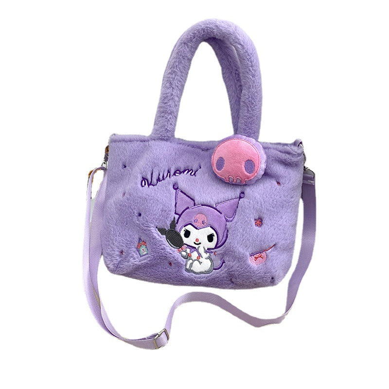 Japanese Kuromi my melody plush shoulder bag children&#039;s oblique bag Cinnamoroll handbag Hello Kitty satchel