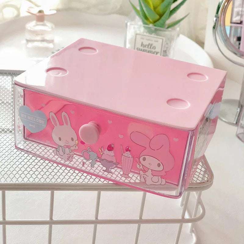 Cute girl heart desktop jewelry box mini drawer box cartoon storage box drawer sorting box