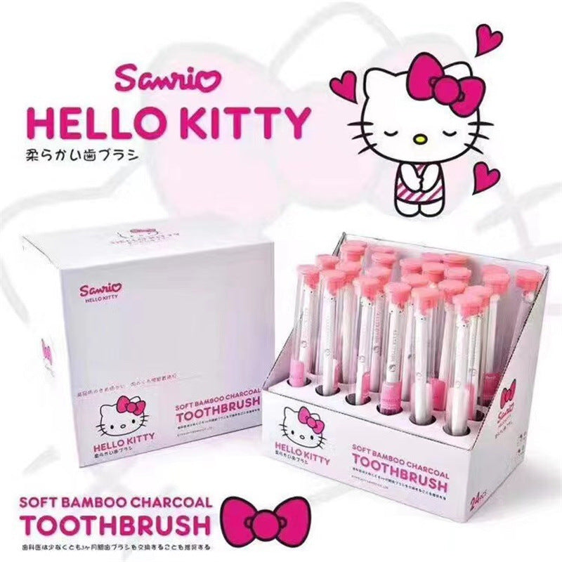 【DU-0061】New Japanese cute girl's heart toothbrush kulomi portable travel adult and children's bamboo charcoal fine soft brush toothbrush