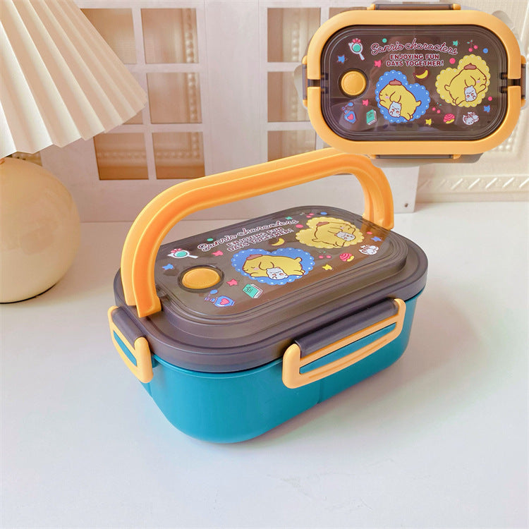 【BT-0002】Japanese cute girly heart double-layer kulomi handheld lunch box, bento box, portable divider, sealed fresh-keeping box, lunch box