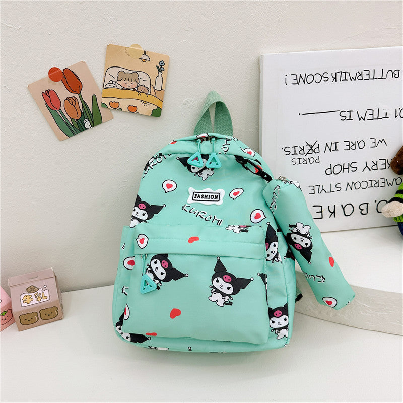 Cartoon printed backpack for kindergarten babies 2023 New cute girl graffiti minimalist backpack trend