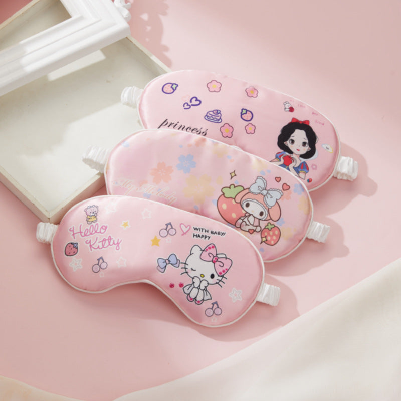 Double-sided silk eye mask lunch break shading cartoon cute strap travel eye protection breathable to relieve fatigue.