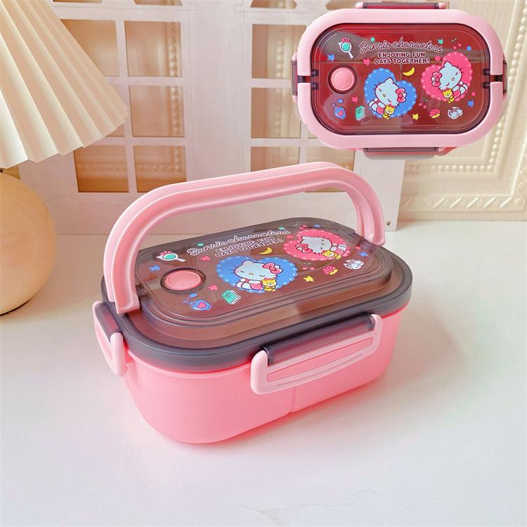 【BT-0002】Japanese cute girly heart double-layer kulomi handheld lunch box, bento box, portable divider, sealed fresh-keeping box, lunch box