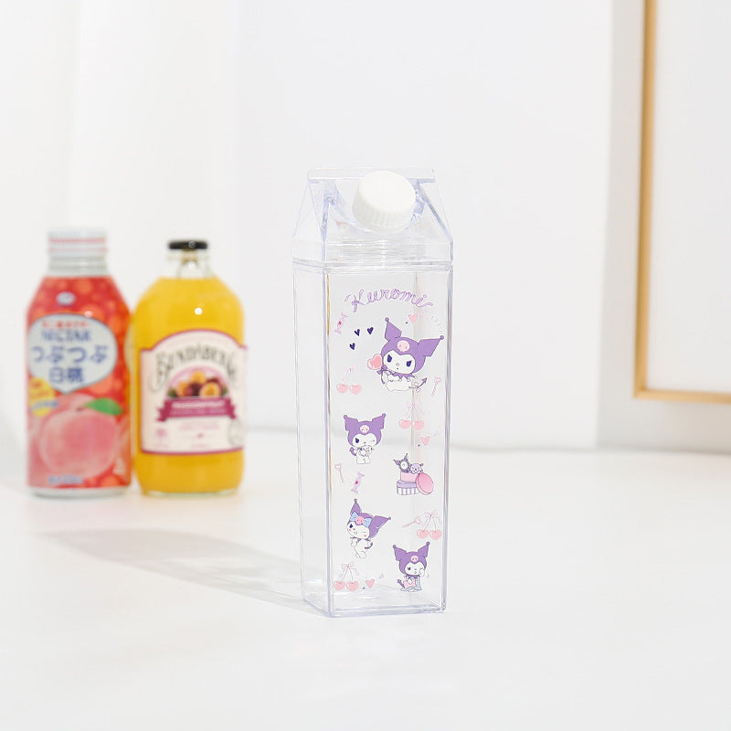 Japanese Kuromi Square Creative Milk Box Beverage Juice Split Bottle Large Capacity Iced Beverage Cup Water Cup