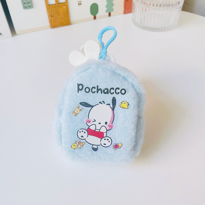 【W-0009】Japanese Cute Girl Heart Plush Pocket Wallet Portable Small Bag PC Dog Earbuds Coin Small Wallet