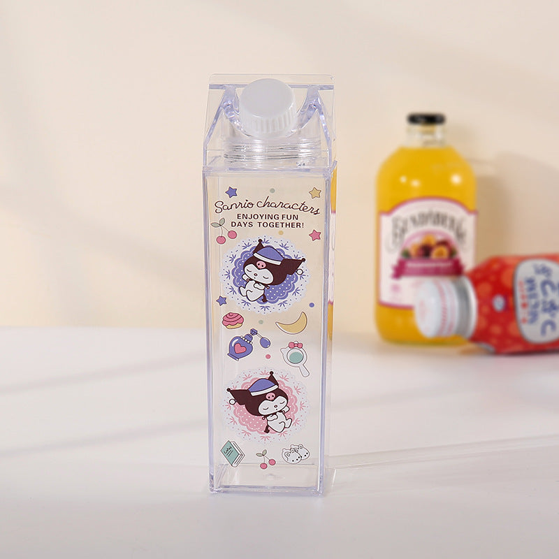 Japanese Kuromi Square Creative Milk Box Beverage Juice Split Bottle Large Capacity Iced Beverage Cup Water Cup