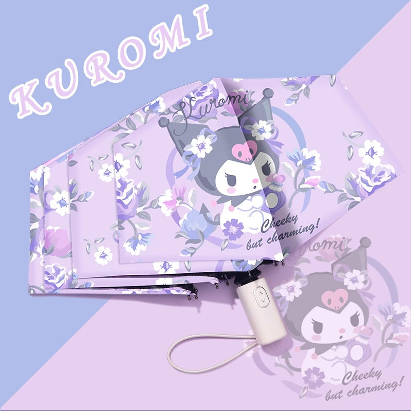 Violet Kuromi Cartoon Cute Umbrella for Rain and Clear Use, Girl's Heart Clear Umbrella for Sun Protection, UV Protection, and Sun Shading