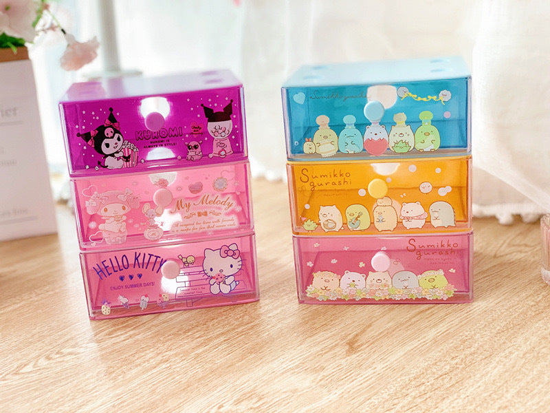 Cute girl heart desktop jewelry box mini drawer box cartoon storage box drawer sorting box