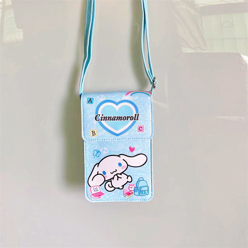 Japanese cute girl heart mobile phone bag portable outing kulomi mobile phone change key storage bag shoulder backpack