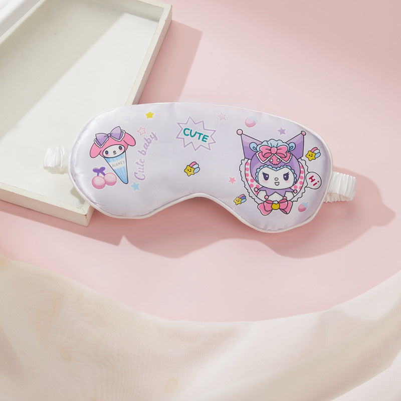 Double-sided silk eye mask lunch break shading cartoon cute strap travel eye protection breathable to relieve fatigue.