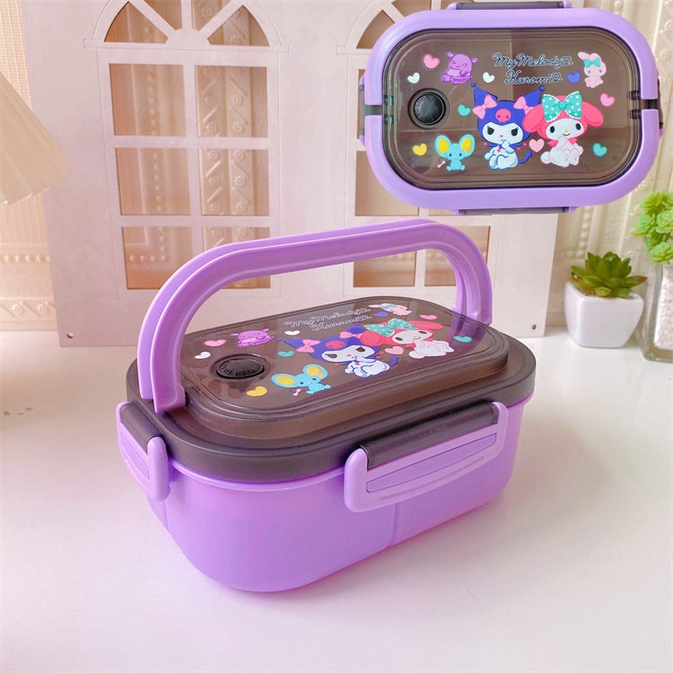 【BT-0002】Japanese cute girly heart double-layer kulomi handheld lunch box, bento box, portable divider, sealed fresh-keeping box, lunch box