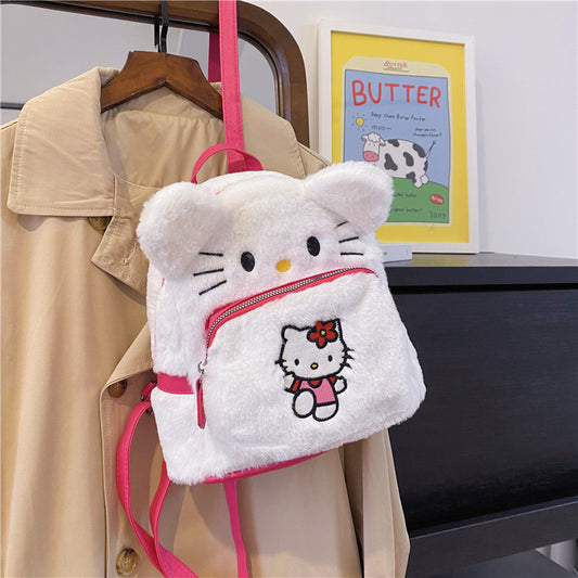 【B-0041】Cat Cute Cartoon Backpack for Women 2023 New Student Large Capacity Plush Handbag for Student Birthday Gift