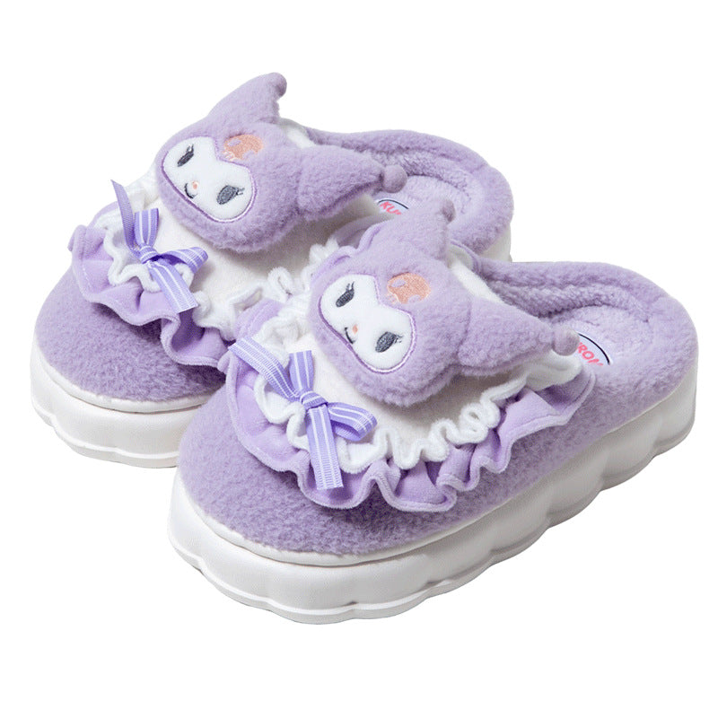 Kuromi Cotton Slippers Women's Winter Indoor Home Authentic IP Co branded Cartoon Cute Sanrio Slippers Wholesale