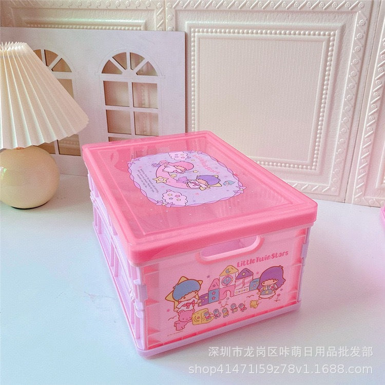 PC dog large-capacity storage box portable plastic folding storage box desktop dust-proof sundries box with cover