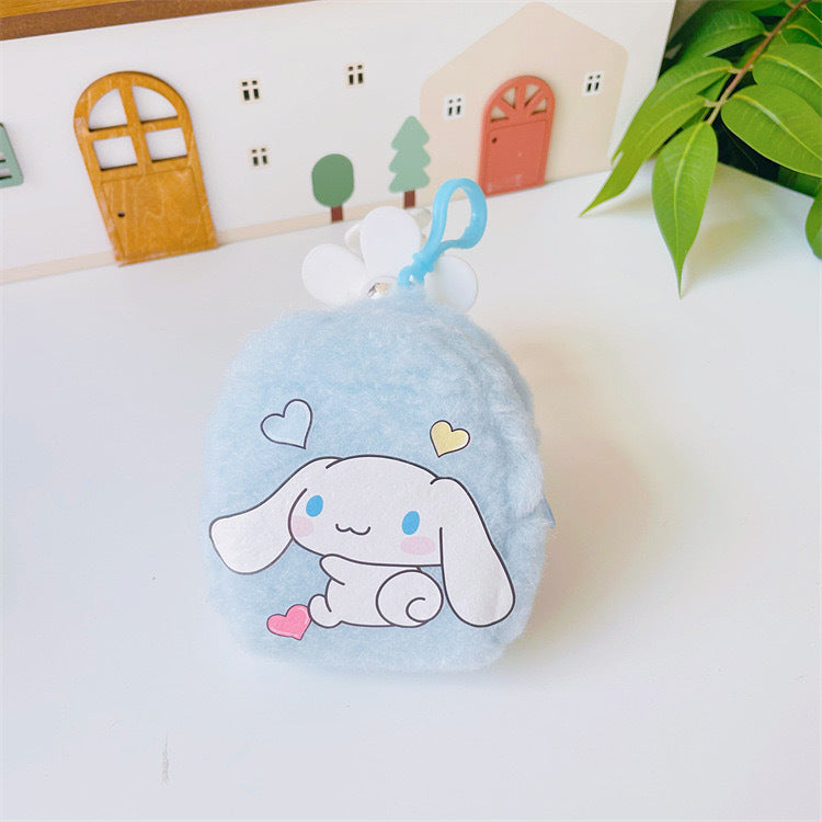 【W-0009】Japanese Cute Girl Heart Plush Pocket Wallet Portable Small Bag PC Dog Earbuds Coin Small Wallet