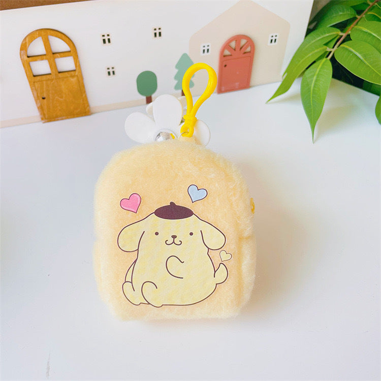 【W-0009】Japanese Cute Girl Heart Plush Pocket Wallet Portable Small Bag PC Dog Earbuds Coin Small Wallet