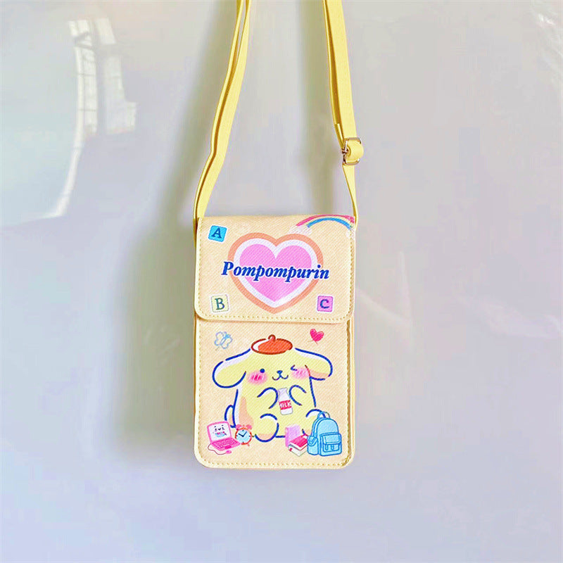 Japanese cute girl heart mobile phone bag portable outing kulomi mobile phone change key storage bag shoulder backpack